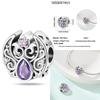 copper Classic Purple Retro Heart Shape Lotus Angel Pattern Charm Bead Charms Bead Charms Compatible With Necklaces Bracelets Pendant Do It Yourself J