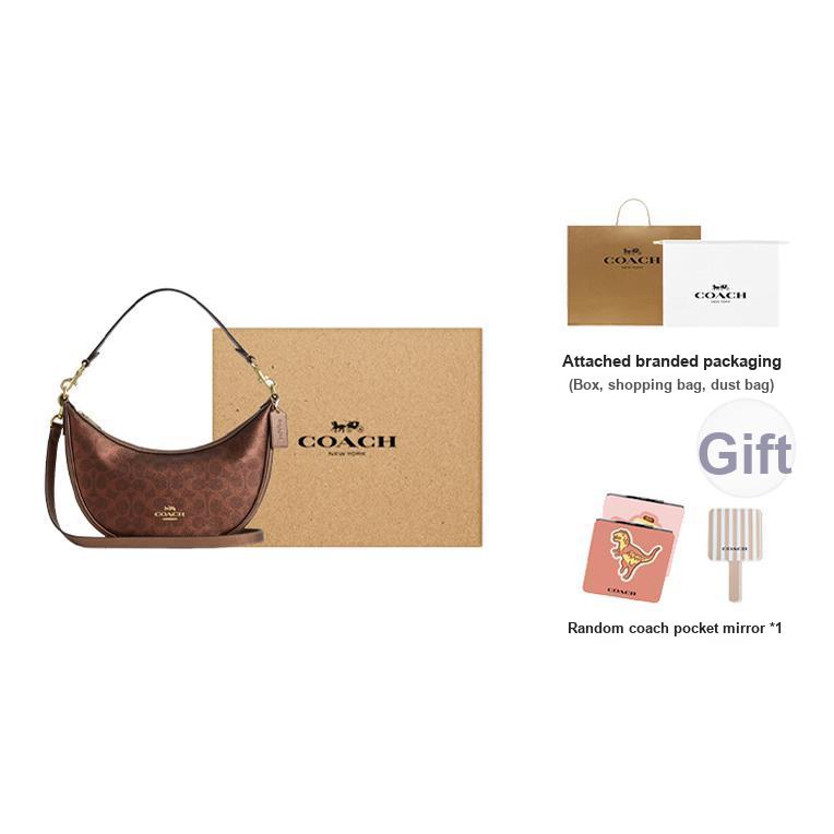 Coach Aria 26 Silver Accessories Pearl Print Faux Leather And Cowhide Medium Shoulder Bag Women shoulder bag Copper CCL27-IMYGQ