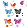 4 Pack of Drinking Straw Caps for 10mm Straws, Butterfly Design, Silicone Toppers