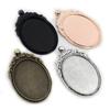 New Fashion  5pcs 30x40mm Inner Size 5 Colors Flowers Style Cabochon Base Setting Charms Pendant