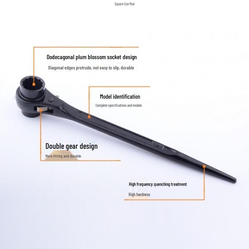 Bidirectional Quick Ratchet Gear Wrench with Pointed Tail and Three-Way Open End