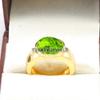 Peridot Oval Cut With 925 Sterling Silver Gold Plated Ring For Men's #B468 JL375683907022