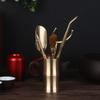 Brass Tea Ceremony Set With Tongs Pick Scoop Brush Holder - 6-Piece Gourmet Tools In Gift Box