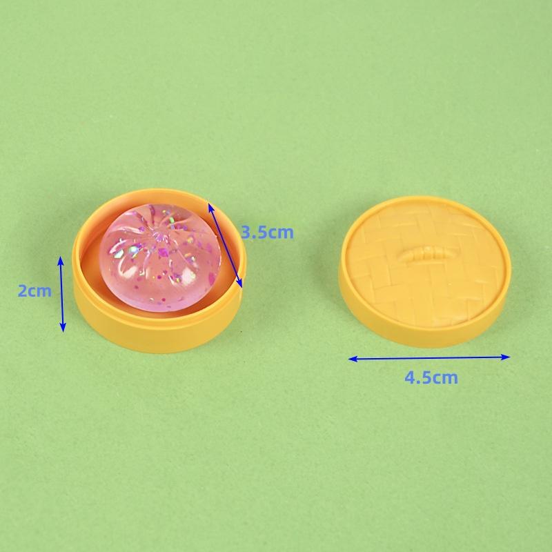 2Pcs Mini Dumplings Steamer Bun Squeezable Toys Soft Stress Relief Fidget Sensory Toy Party Favors Gift