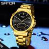 Sanda Men's Multifunction Luminous Waterproof Chronograph Steel Band Dual Display Watch