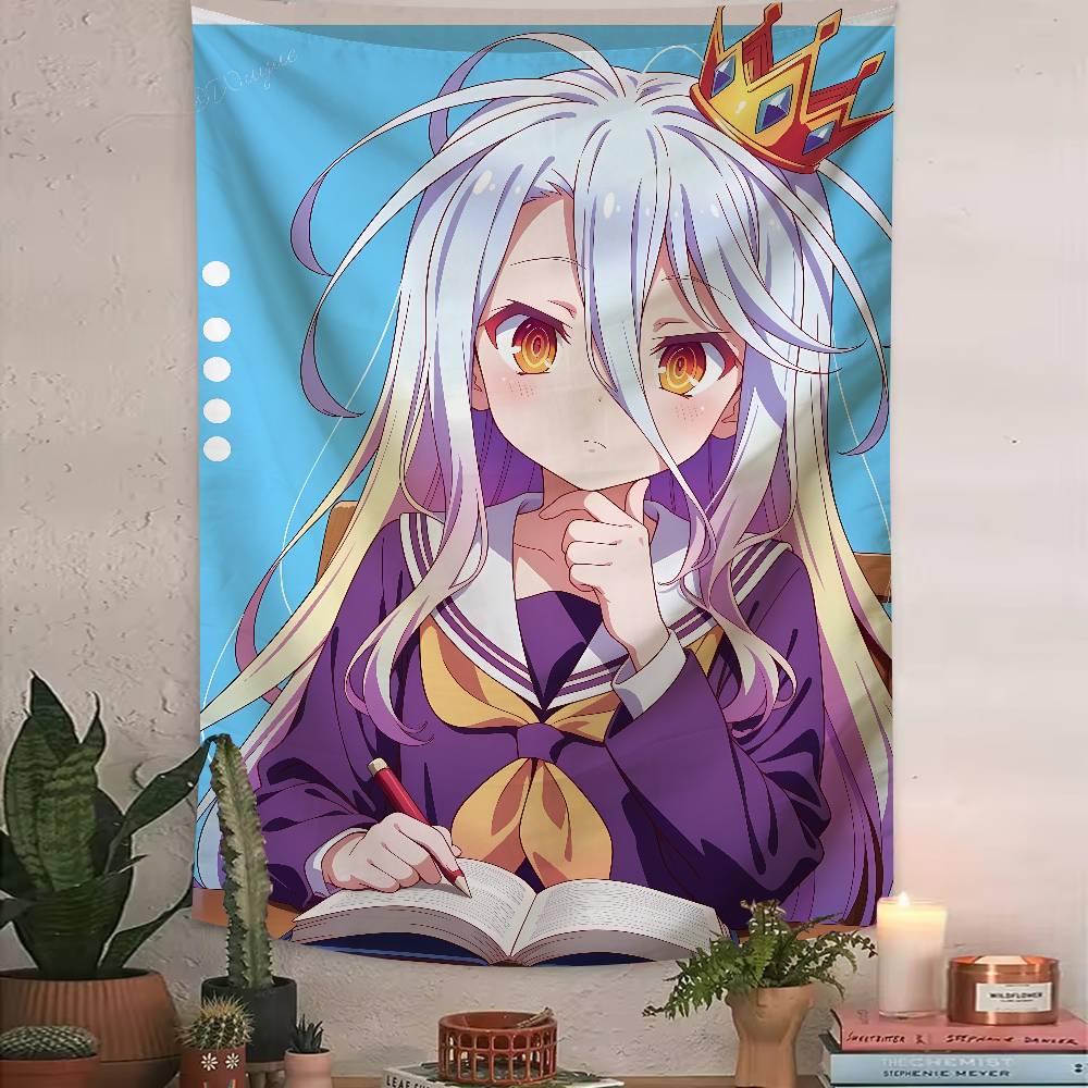 Anime No Game No Life Tapestry Bohemian Tarot Hippie Wall Hanging Dorm Kawaii Shiro Girl LARGE Wall Art for Bedroom Living Room