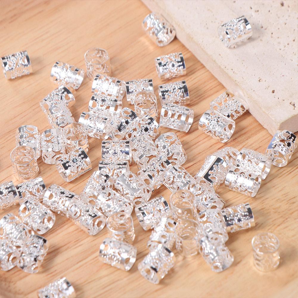 60pcs Dread Locks Hollow Out Hair Ring Metal Cuff Clips Hair Braid Tubes Dreadlocks Beads Women