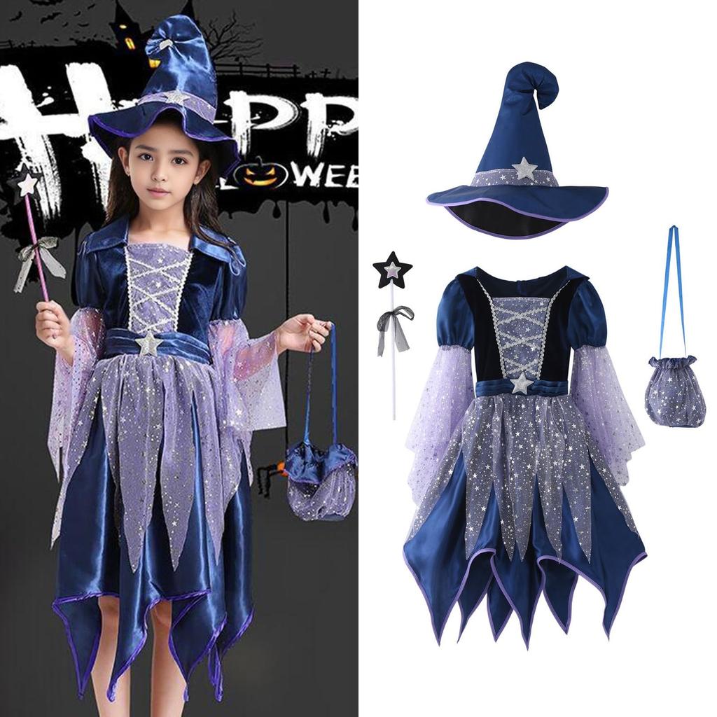 Children's Clothing Girls' Cosplay Witch Costume Performance Dress  Gown