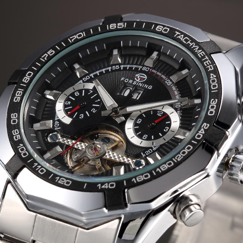 FORSINING Classic Automatic Sport Men Watch Tourbillon Mechanical Skeleton Multifunctional Date Day Month Male Casual Wristwatch