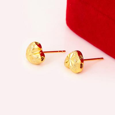 Brincos de tacha flor amor carro imitação de ouro liga de cobre banhado cor 24k moda temperamento simples brincos foscos