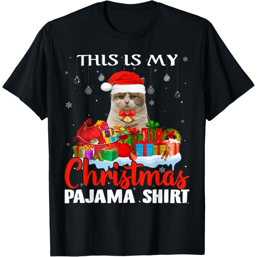 This Is My Christmas Pajama Shirt British Shorthair Cat T-Shirt S