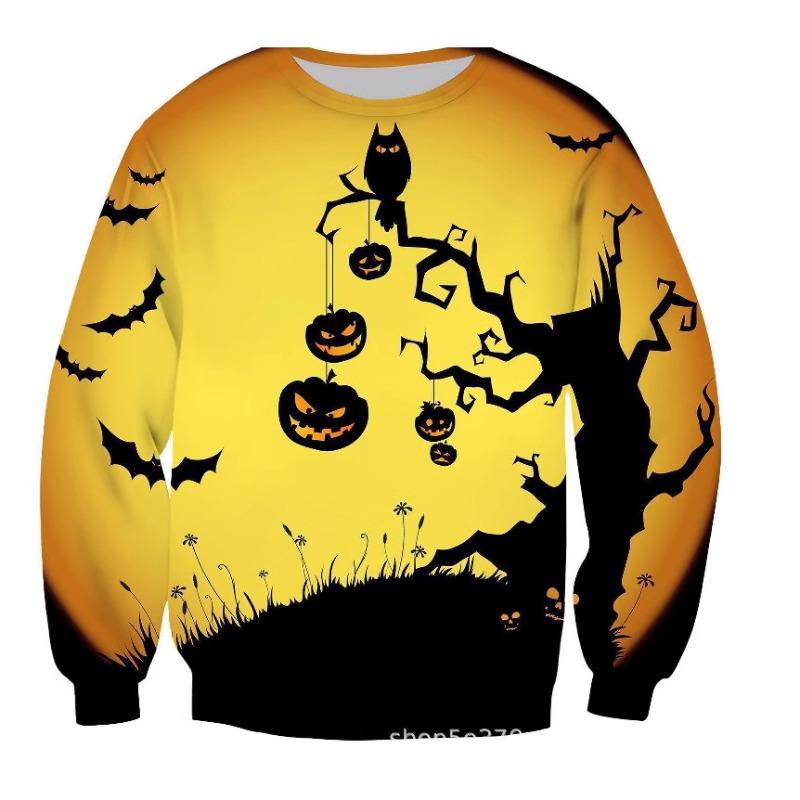 Autumn Winter 3D Printed Halloween Pumpkin Head Pattern Hoodie Fashionable Loose Large Casual Pullover Top Pullovers & Long Sleeves Men’s
