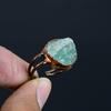 Aquamrine Handmade Gemstone Ring, Copper Electroformed Ring Antique Jewelry, Adjustable Ring Engagement Gift