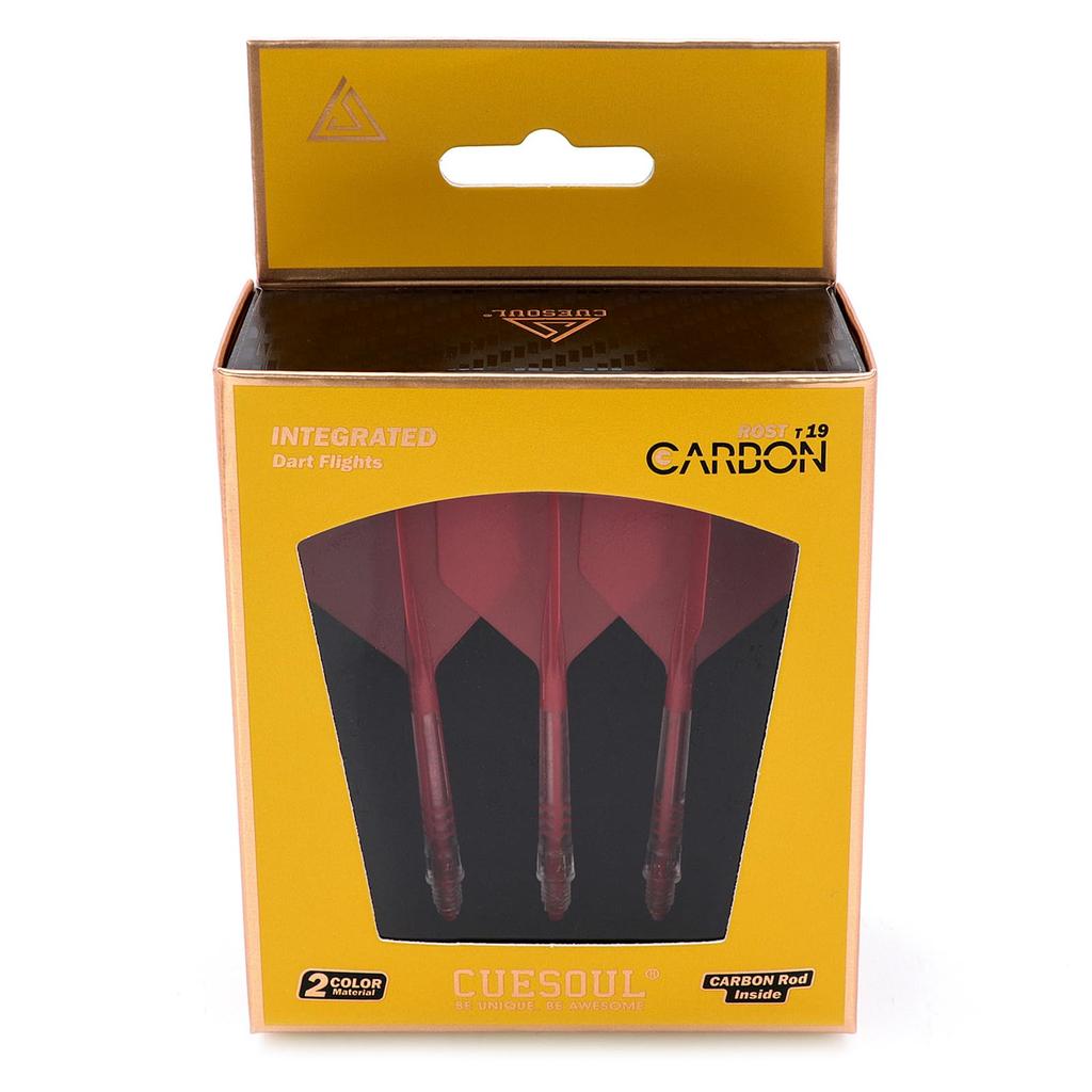 Cuesoul ROST AK57 T19 Carbon Fiber Rod with Integrated Standard Set of 3 Flights, Shape, (CS-AK57XB2-4)