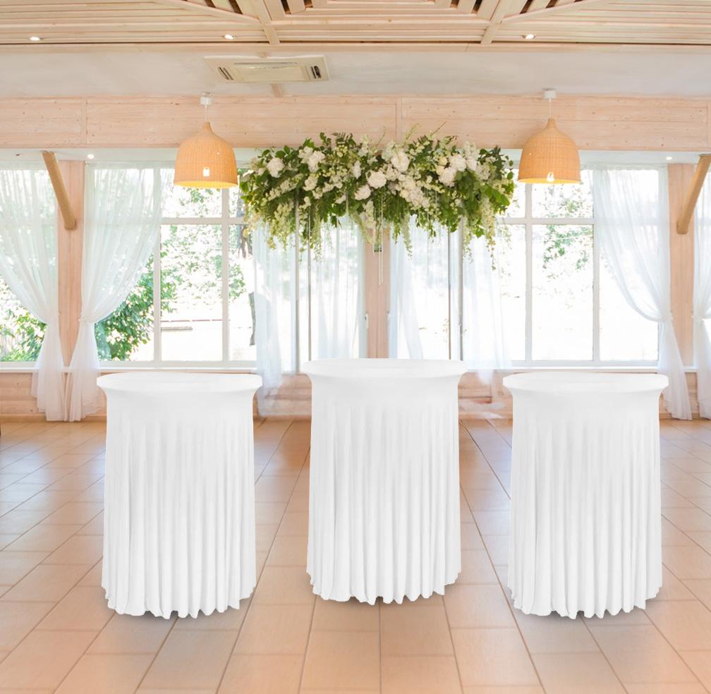 Tablecloth Cover With Skirting, Valves For Cocktail Bar Table 80 Cm White