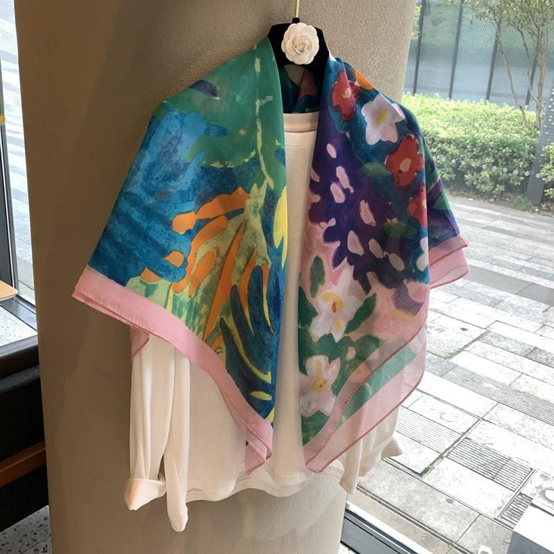 110cm Square Cotton Scarf Lightweight Wrap Shawl Women Elegant Minimalist Fashion Accessory