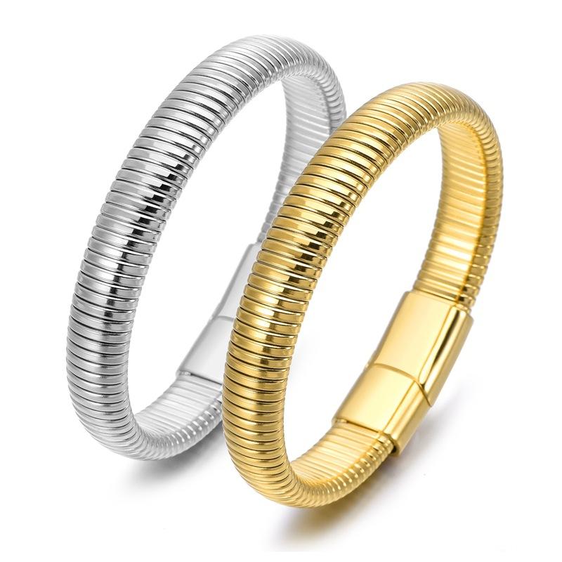 Hohe Qualität Wasserdicht Anti-Allergie Herren Damen Gold Silber Einfach Vielseitig Magnetverschluss Edelstahl Armband Armreif