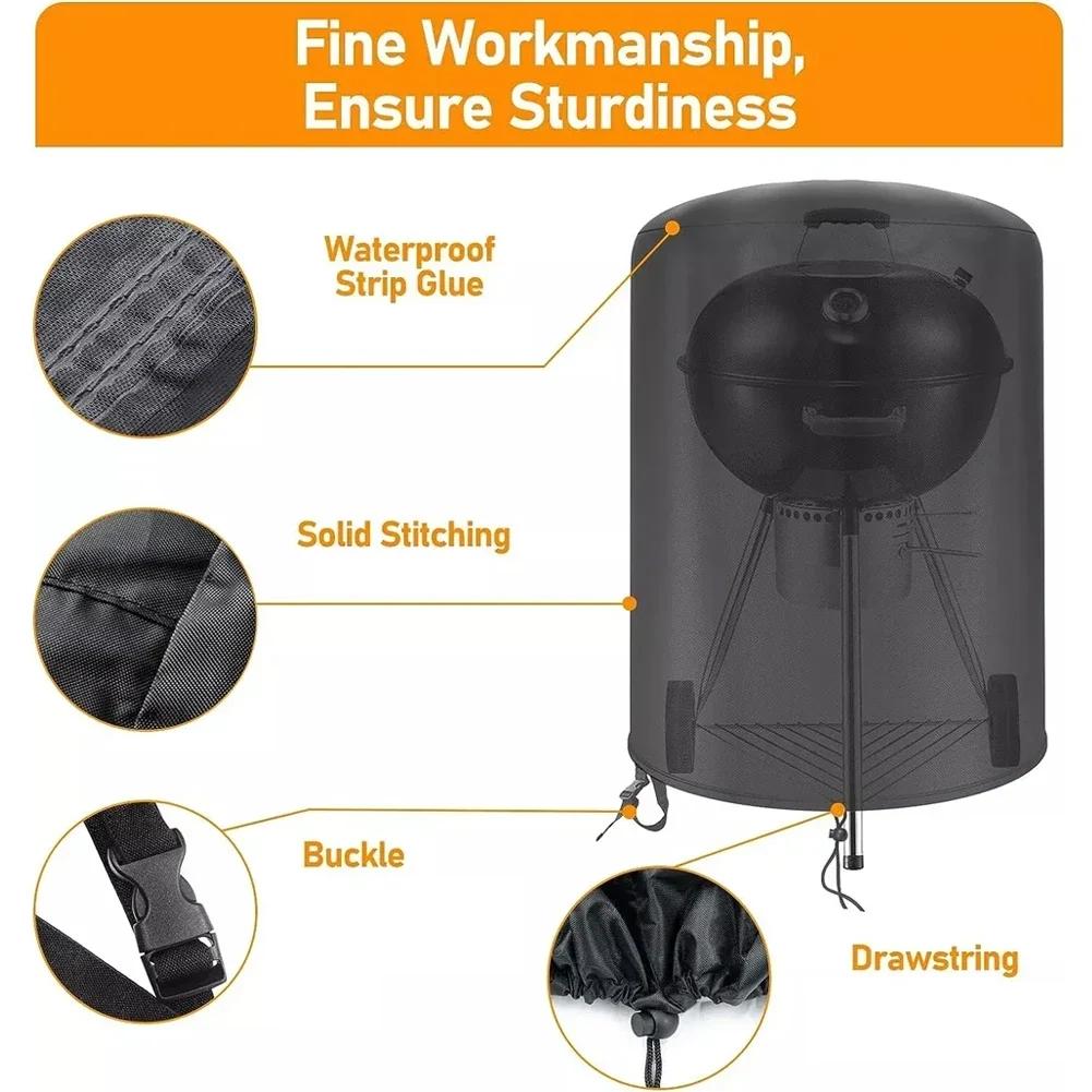 For Raweao Kettle BBQ Cover For Weber 57Cm Waterproof Barbecue Cover Round BBQ Outdoor Cooking Dust And Waterproof Cover