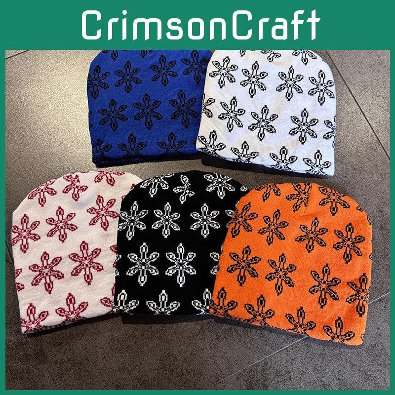 Double Pattern Floral Sided Knitted Hat Ear Protection Hood Cap For Use Outdoor