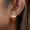 Twisted Ripple Wide C Shape Hoop Earrings Classic 18K Gold Plated Waterproof Statement Earring Stainless Steel Jewelry Wholesale