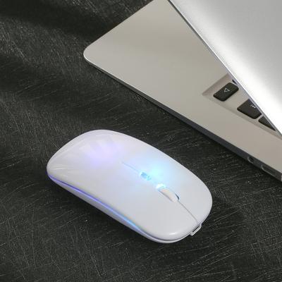 2,4G bezdrátová tenká myš s menším hlukem 3 nastavitelné DPI 7barevná dobíjecí myš pro dýchací světlo pro