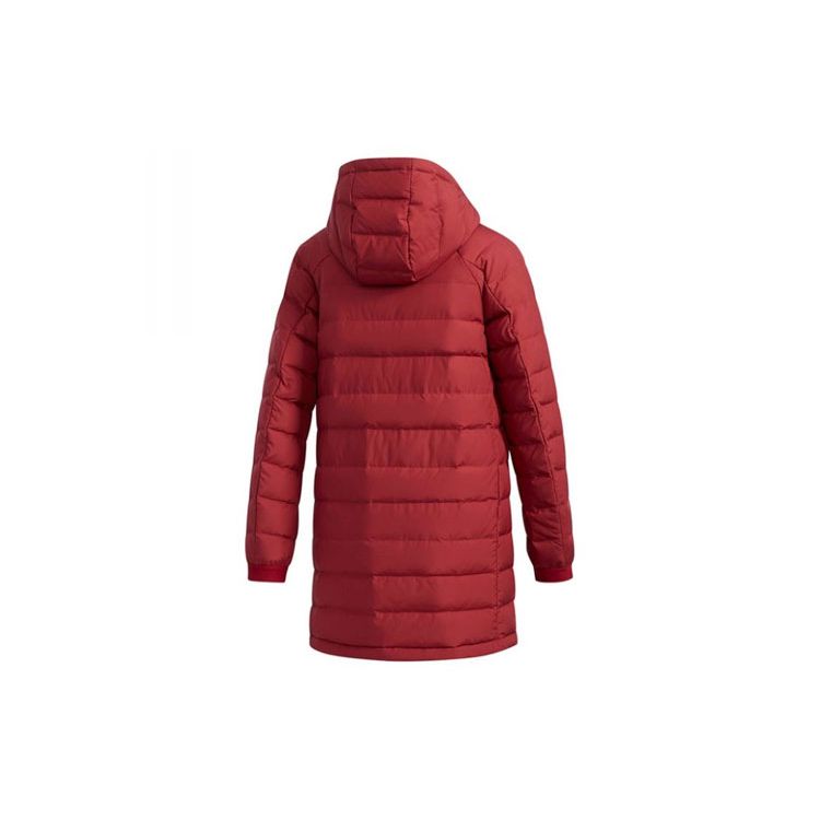adidas Logo Print Solid Color Casual Hooded Down Jacket Winter Women Jacket Red DM1957