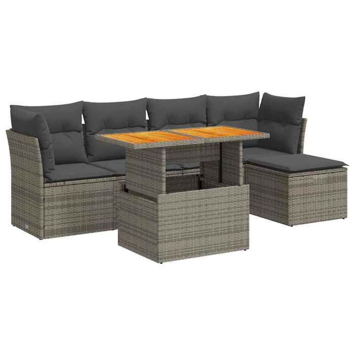 VidaXL Garden Lounge Set 6 Pcs with Grey Cushions Wicker 3326916