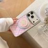 Beimu compatible Apple 17pm phone case with magnetic stand, iPhone 16 pink plaid stars, 14 gold-plated, 15 mirror finish
