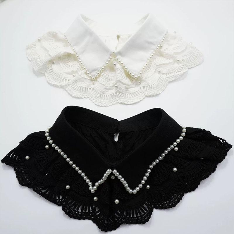 Lace Detachable Shirt Collars For Women Beading Fake Collar Woman False Collar Blouse Lapel Shirt Faux Col Clothing Accessories