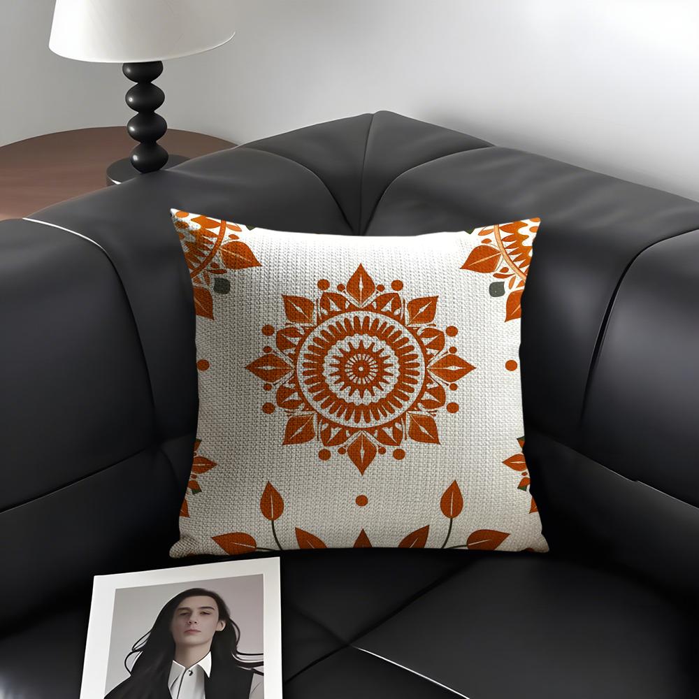 Bohemian Style Cushion Cover Natural Linen Organic Fabric Double-Sided Printing Sofa Home Decor Gift Pillow Case