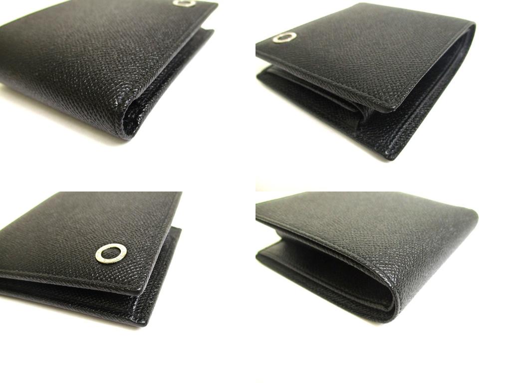 Authentische BVLGARI Schwarze Leder Bifold Geldbörse Kompakte Geldbörse #a633 Geöffnete Schachtel