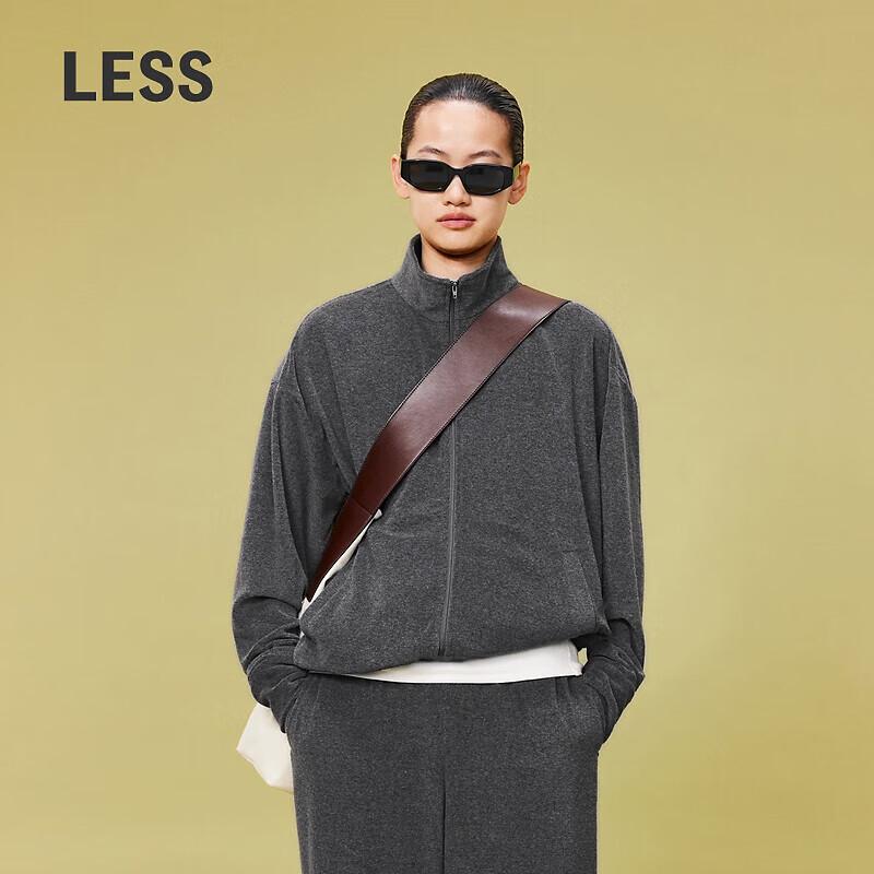 LESS 2024 Spring Cotton Blend Stand Collar Sweatshirt