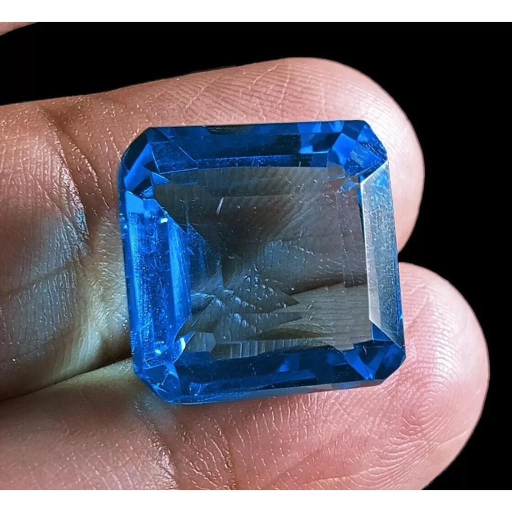 16+ Ct Natural London Blue Topaz Square Cut AAA Certified Loose Gemstone