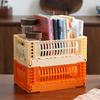 Foldable Industrial Style Plastic Storage Basket for Camping, Bathroom, Kitchen, and Sundries