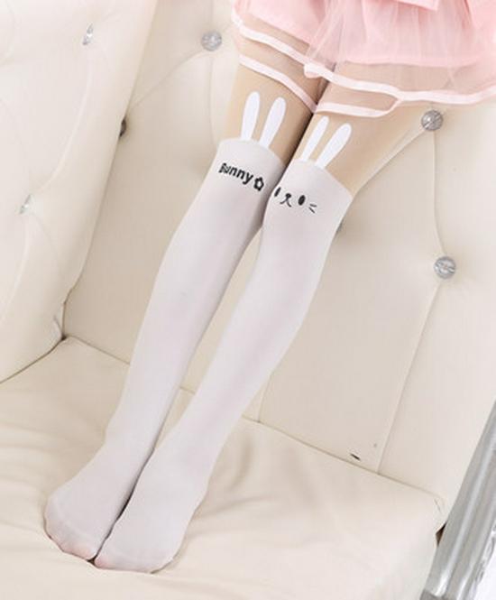 

Spring Autumn Girls White Patchwork Tights - Summer Thin Style Base Leggings for Little Girls M: Height 95-115cm