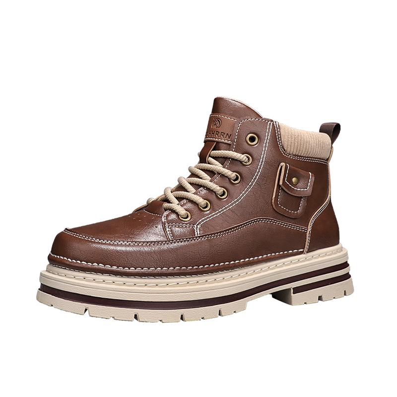 

Мужские рабочие ботинки Новая мода Мужские ботинки Высокие кеды Повседневная спортивная обувь для мужчин Дизайнерские Нескользящие ботильоны Уличная Толстая подошва 44 коричневый