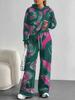 Splicing European And American Autumn And Winter Casual Long-Sleeved Suit Women'S Hooded Sweater Trousers Two-Piece Set