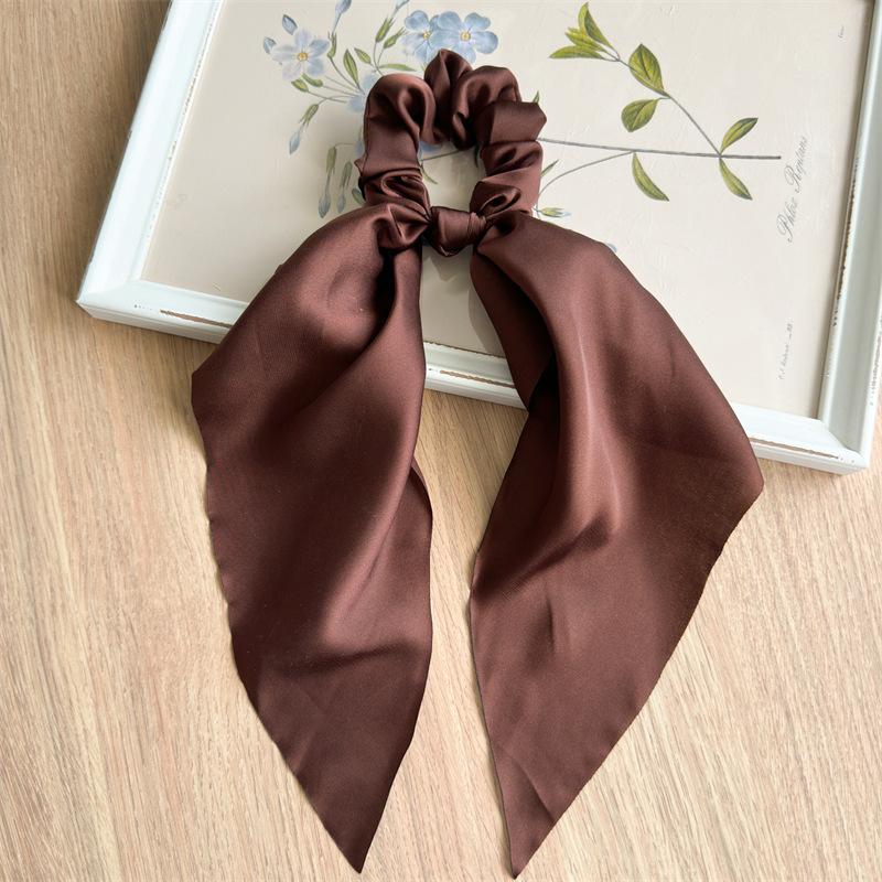 

New Satin-textured Fabric Braided Hairband for Tying Up Hair - Ponytail Headscarf Large Circular Headband Accessory темный кофе
