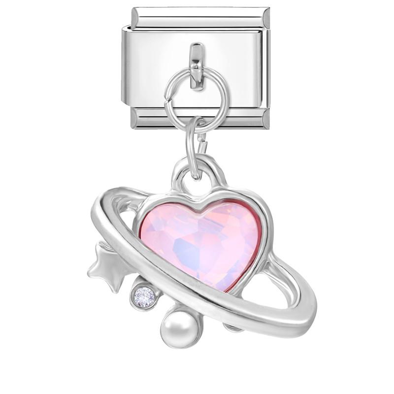 Zircon Colorful Crystal Butterfly Heart Flower Pendant Italian Charm Link Fit 9mm Bracelet Stainless Steel Women DIY Making Gift