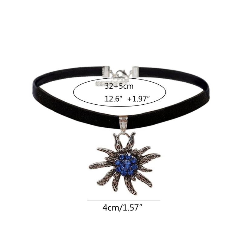 Traditional Vintage Edelweiss Necklace Fashion Flower Charm Pendant Necklaces Women Choker Clavicle Chain Jewelry Gift