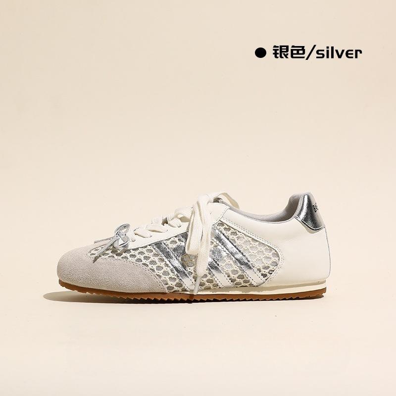 Breathable mesh leather sports and leisure shoes women's summer new lightweight flat net shoes