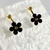 Exquisite Black Flower Ear Studs for Girls - Simple and Trendy Earrings with Personality