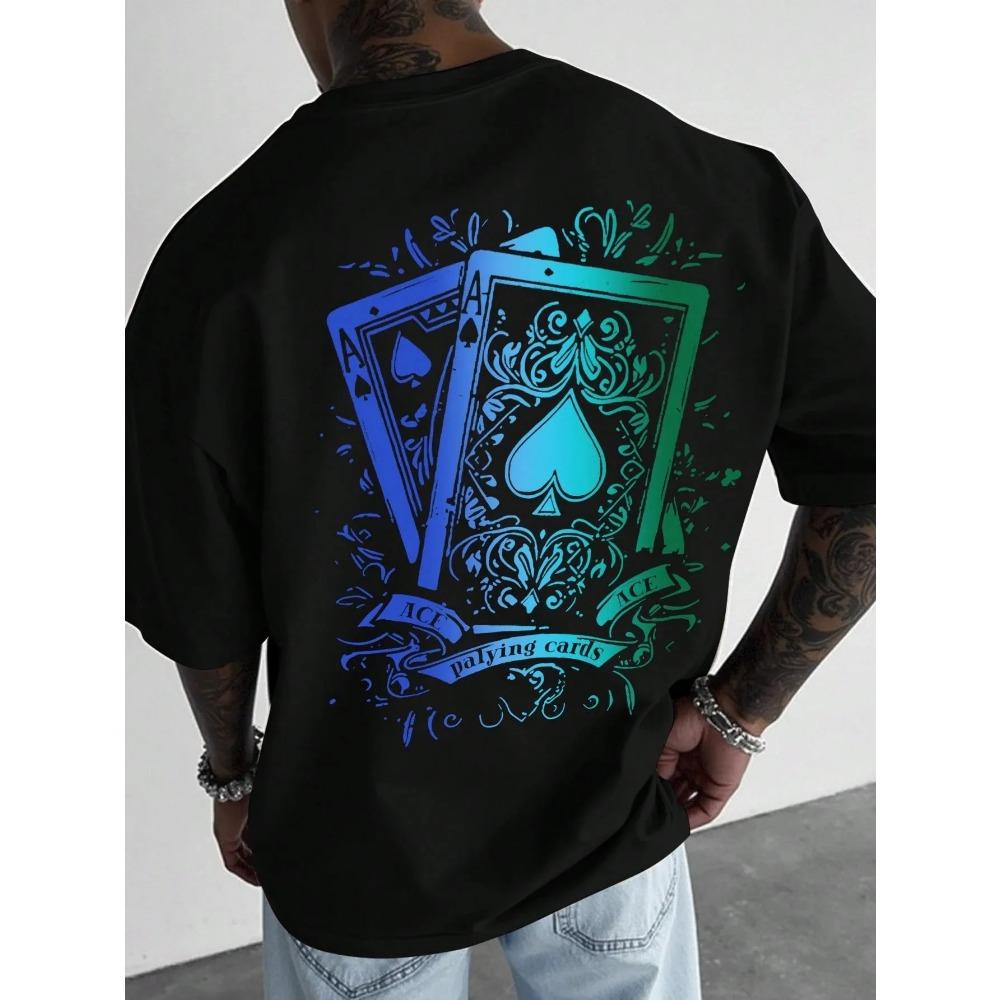 Summer Style Men's T-shirt Street Casual Fashion Comfortable Soft Breathable O-neck Short Sleeve 3D Playing Cards Print Pullover