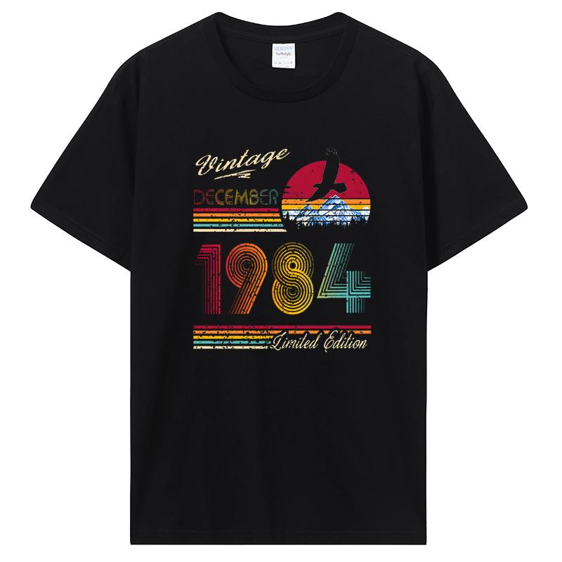 Vintage December 1984 Birthday T-Shirt Men's Clothing Cotton T Shirt Oversized Unisex Tshirt Fashion Casual Fitness Tops Tees