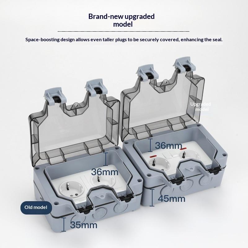 1116 Waterproof German Standard Socket IP66 1 Gang Switched Outlet 16A EU Outdoor Electrical Socket for Garden Workshop