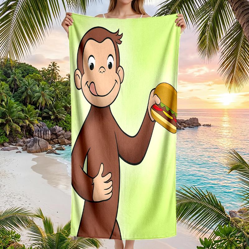 Curious George Fashion Beach Towel: Ideal for Summer Adventures Soft, Absorbent and Quick Drying Suitable for Swimming and Bathing