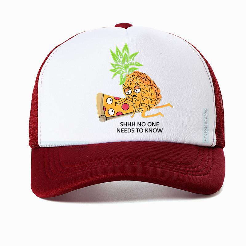 Pineapple Belongs On Pizza Funny Food Pun Baseball Cap Birthday Gift For Men Adult Summer Mesh Breathable Hat