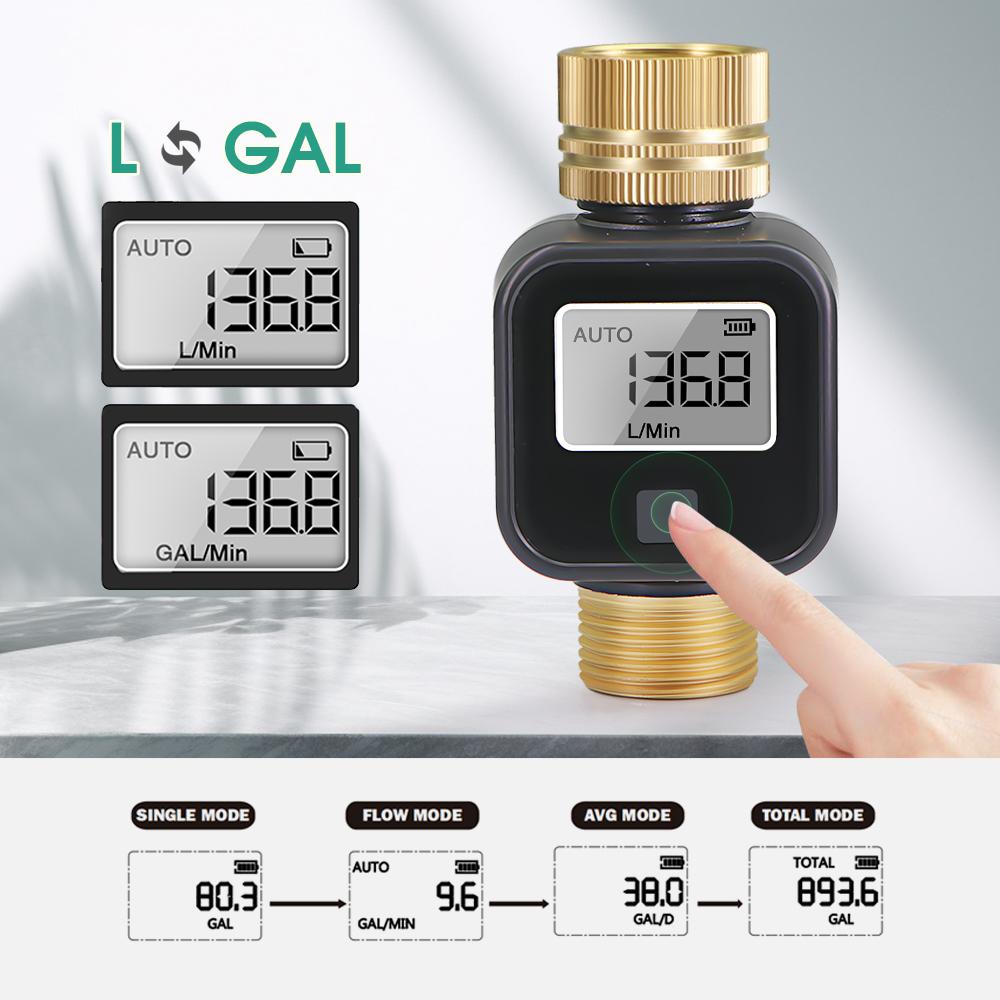 3/4″ Water Flowmeter NPT/BSP Brass Movable Joint Consumption & Flow Rate Garden Irrigation Hose Water Gun Sprinkler Taps Fitting