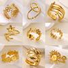 Gold Color Anillos Stacked Multiple Flowers Rings Elegant Women Stainless Steel Shell New Ring Jewelry Wedding Birthday Dainty