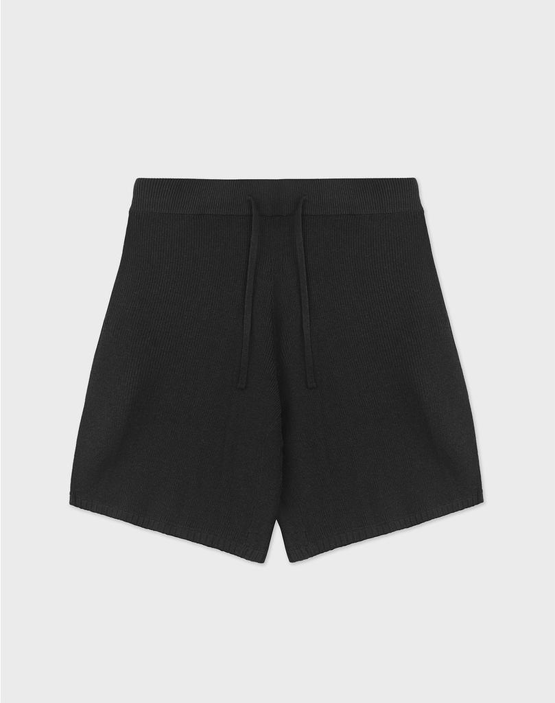 WORK ON BODY OFF Cool Bamboo Semi-Wide Knit Shorts [Black]